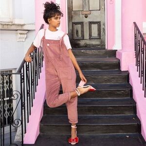 Lucy & Yak Corduroy Original Dungarees in Dusky Pink